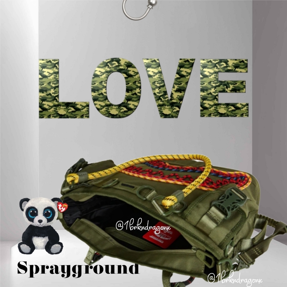 Sprayground Camo Military Limuted Edition Tote Olive Green Quilted Rope NWT RARE - Picture 9 of 15